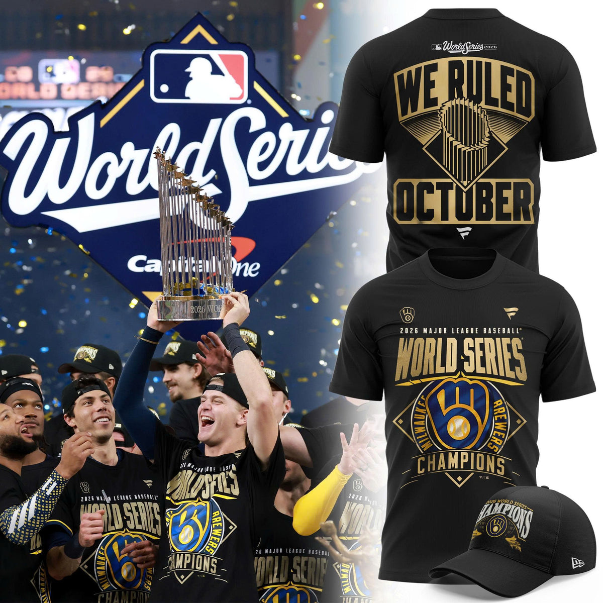 Official Black Milwaukee Brewers 2026 World Series Champions T- Shirt