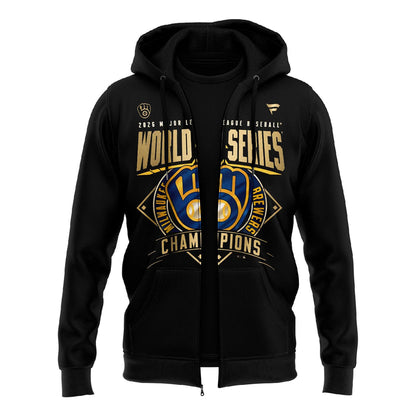 Official Black Milwaukee Brewers 2026 World Series Champions Zip Hoodie