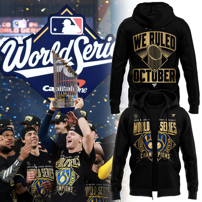 Official Black Milwaukee Brewers 2026 World Series Champions Zip Hoodie